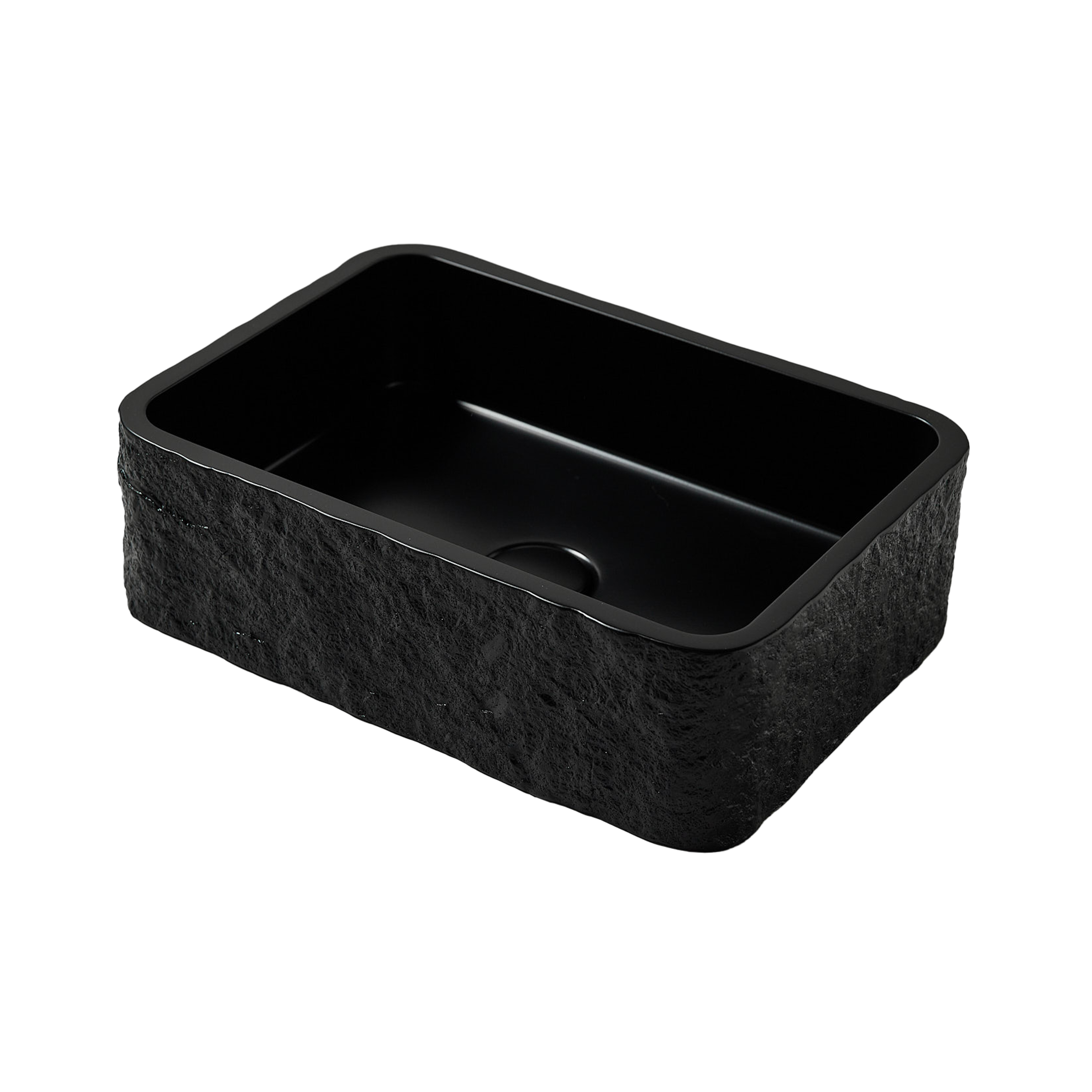 Drench Naturals Stone Texture Rectangular Countertop Basin with Waste