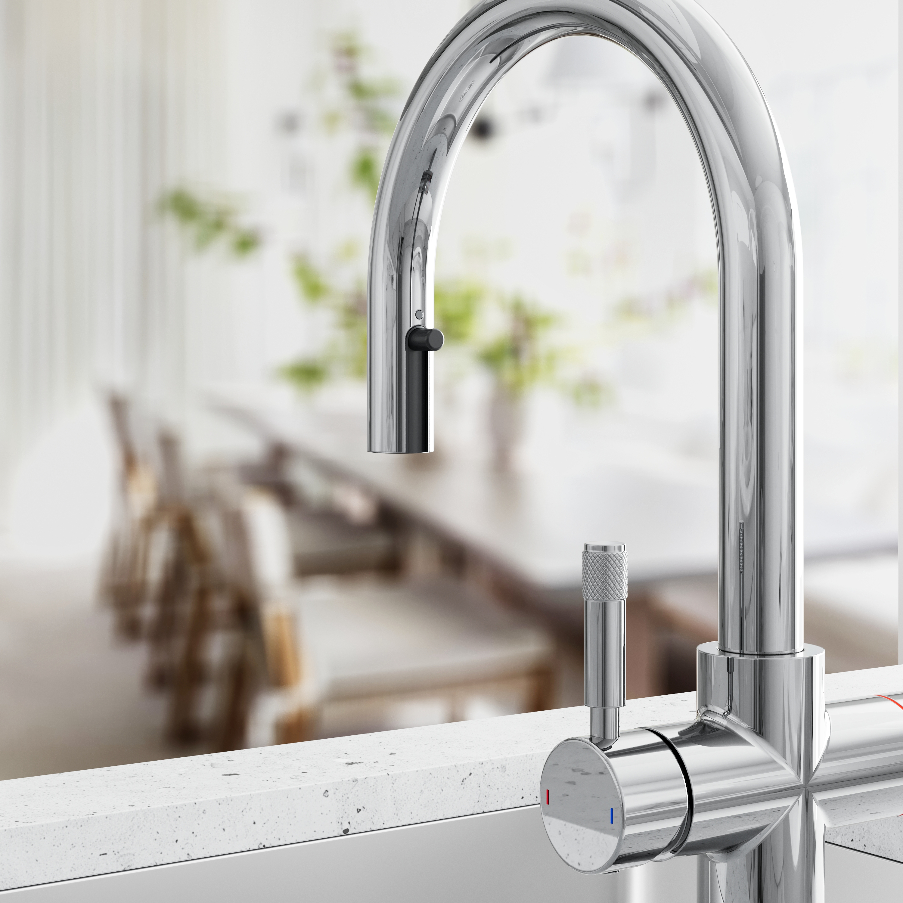 Vellamo Luna 4-in-1 Pull Out Instant Boiling Water Tap with Boiler & Filter