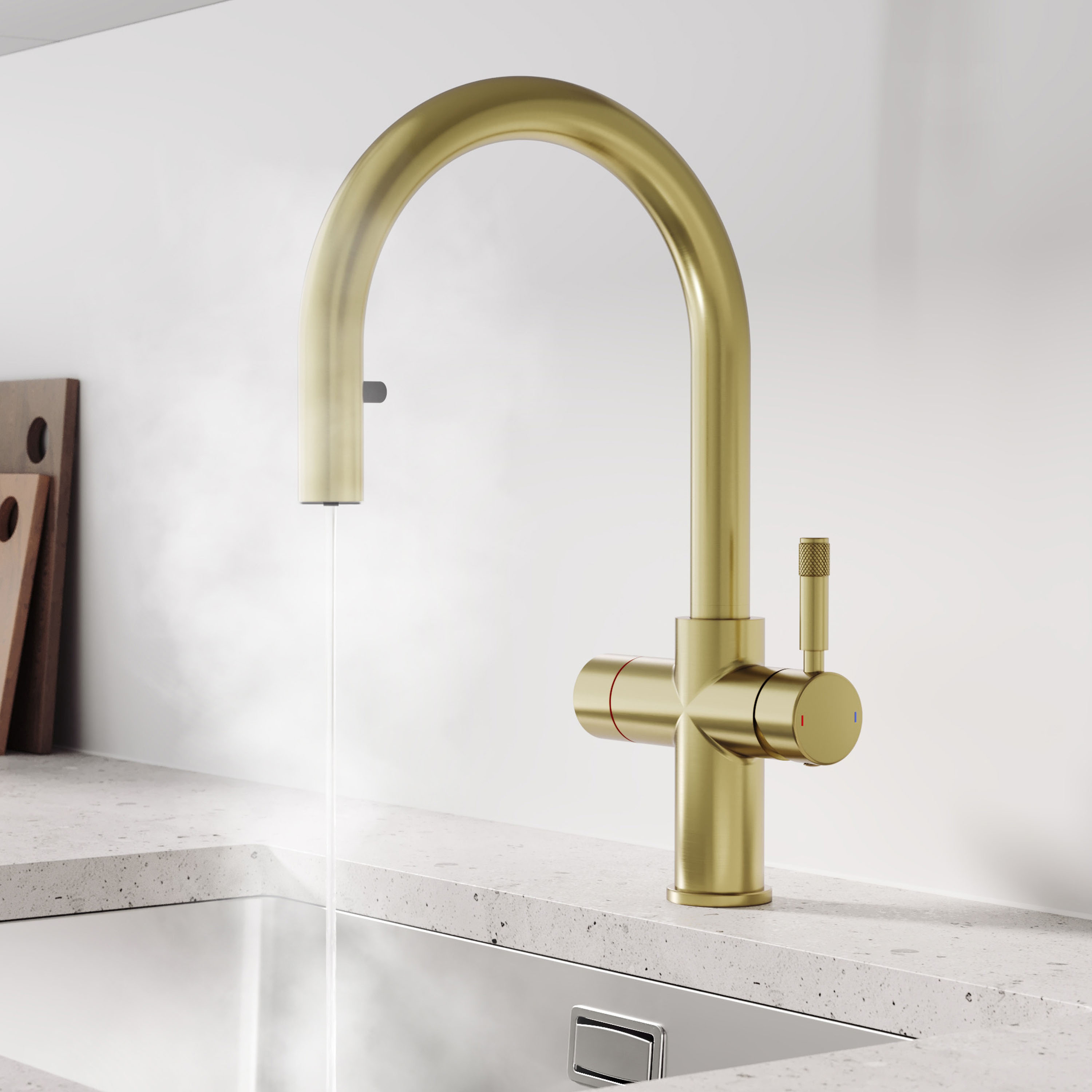 Vellamo Luna 4-in-1 Pull Out Instant Boiling Water Tap with Boiler & Filter