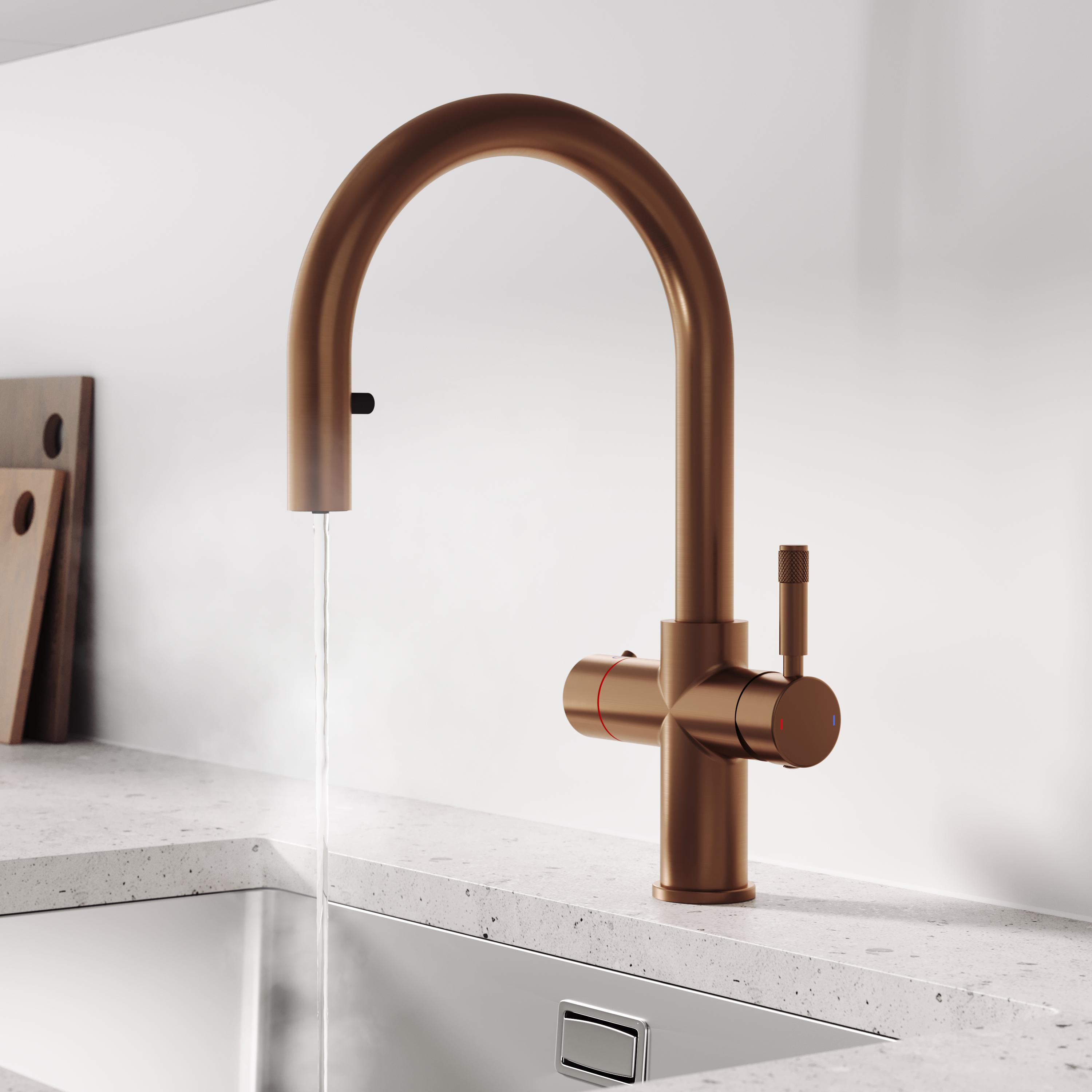 Vellamo Luna 4-in-1 Pull Out Instant Boiling Water Tap with Boiler & Filter