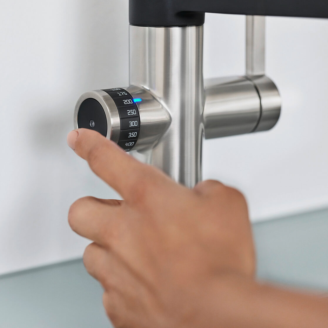 Blanco Evol-S 3-in-1 PVD Steel Smart Measure Filtered Cold Water Mono Kitchen Mixer Tap with Dual Spray