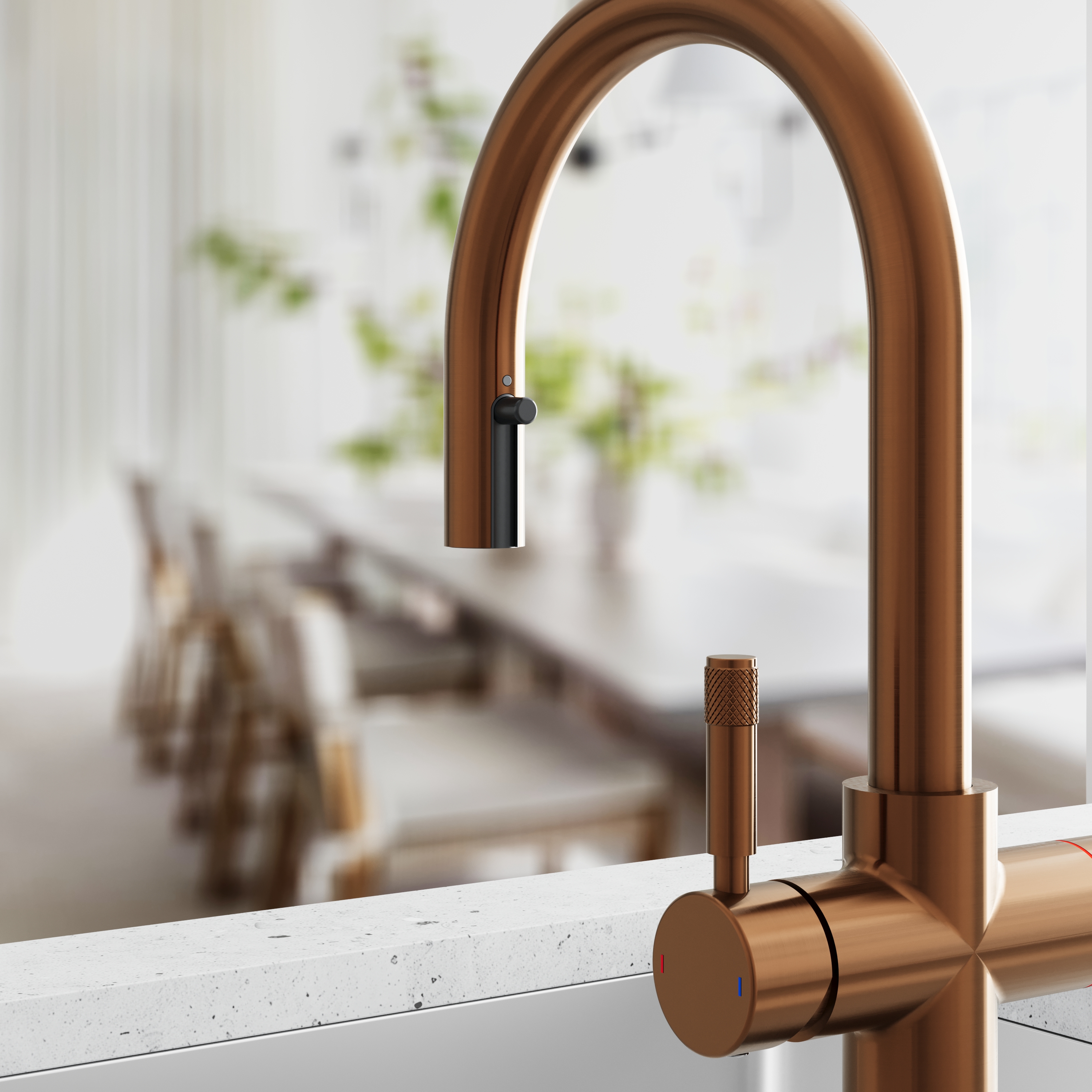 Vellamo Luna 4-in-1 Pull Out Instant Boiling Water Tap with Boiler & Filter