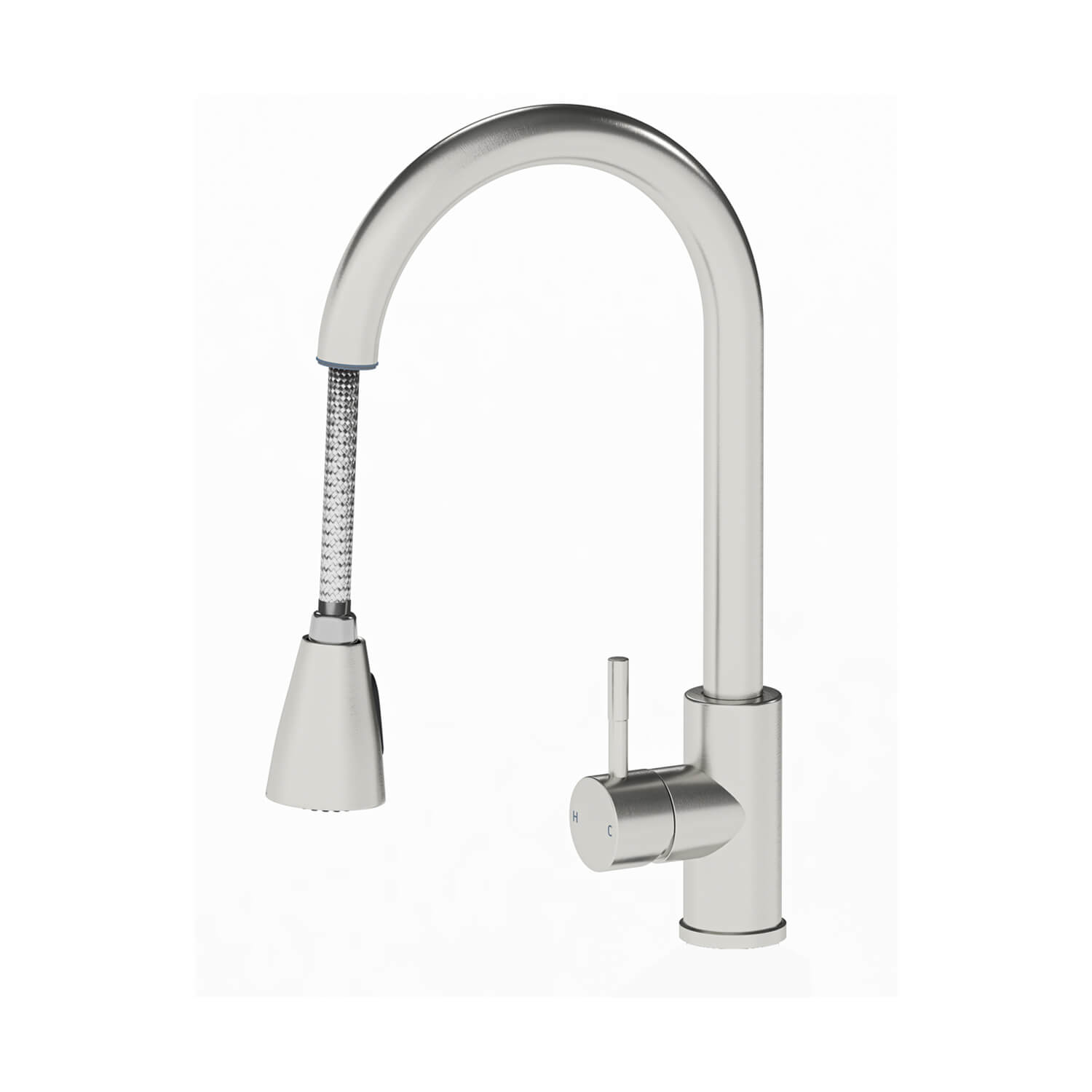 Vellamo Inspire Pull Out Spray Mono Kitchen Mixer Tap - Brushed Steel