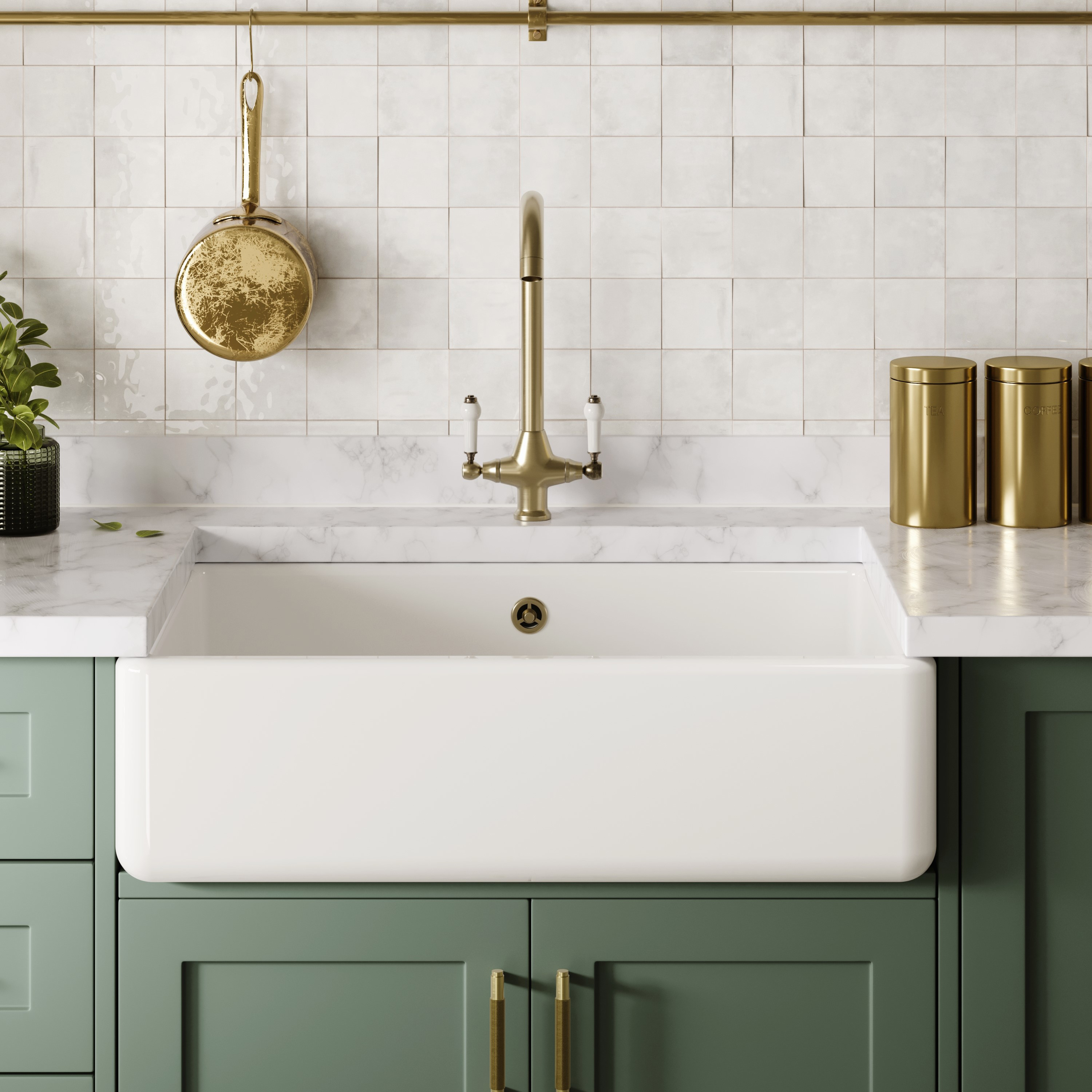 Butler & Rose Heavy Duty Large Belfast / Butler Ceramic Fireclay Kitchen Sink - 795 x 500mm