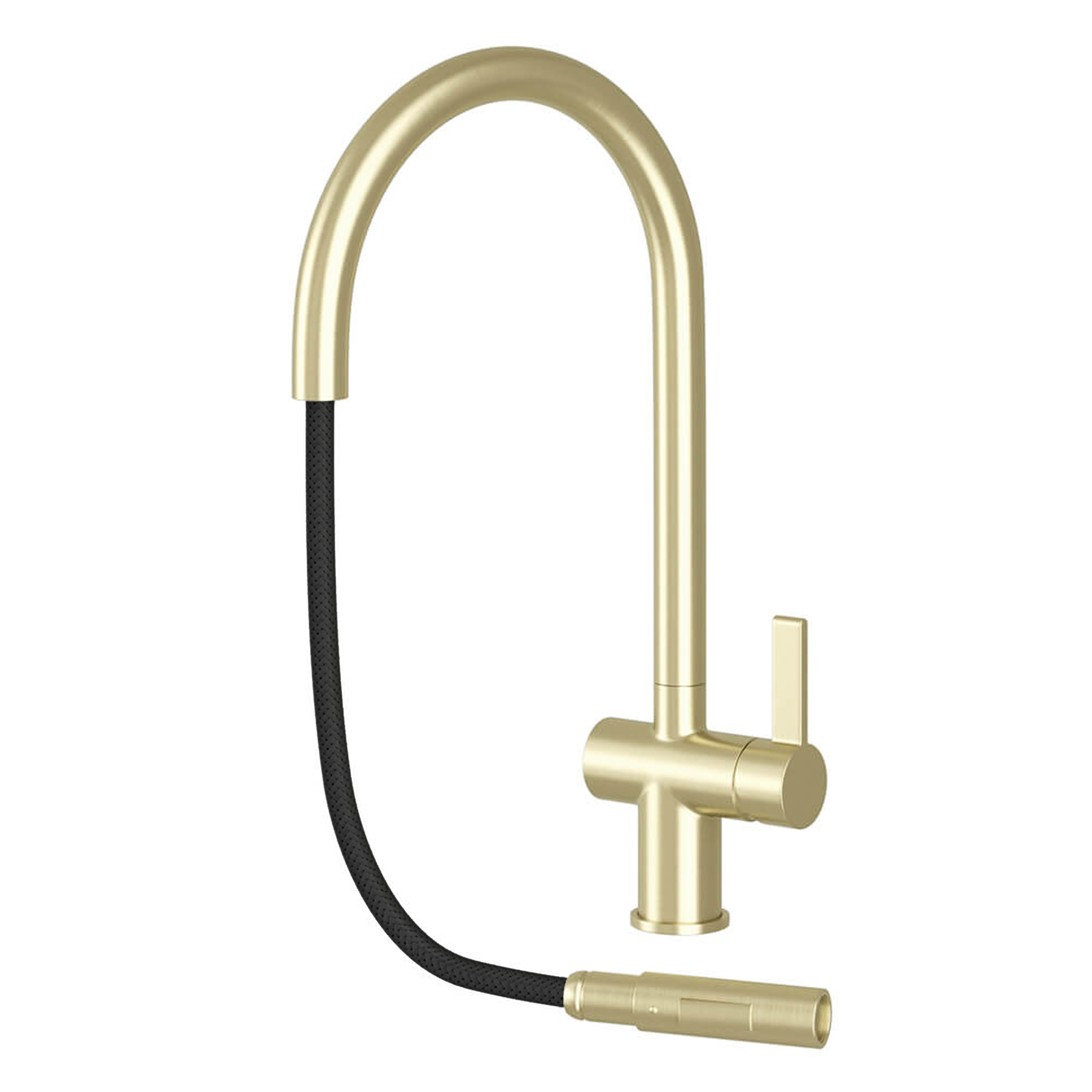 JTP VOS Pull Out Spray Single Lever Mono Kitchen Mixer - Brushed Brass