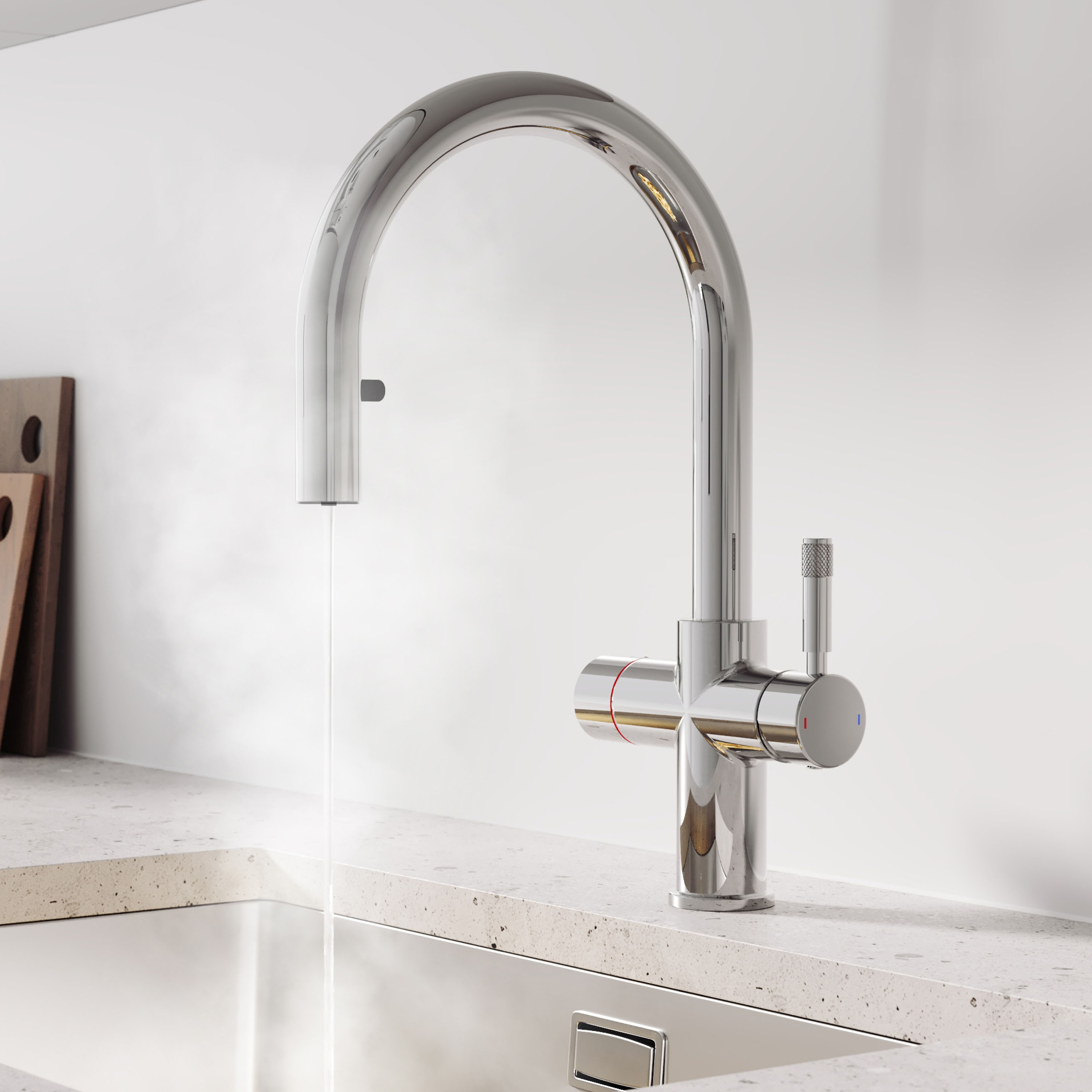 Vellamo Luna 4-in-1 Pull Out Instant Boiling Water Tap with Boiler & Filter