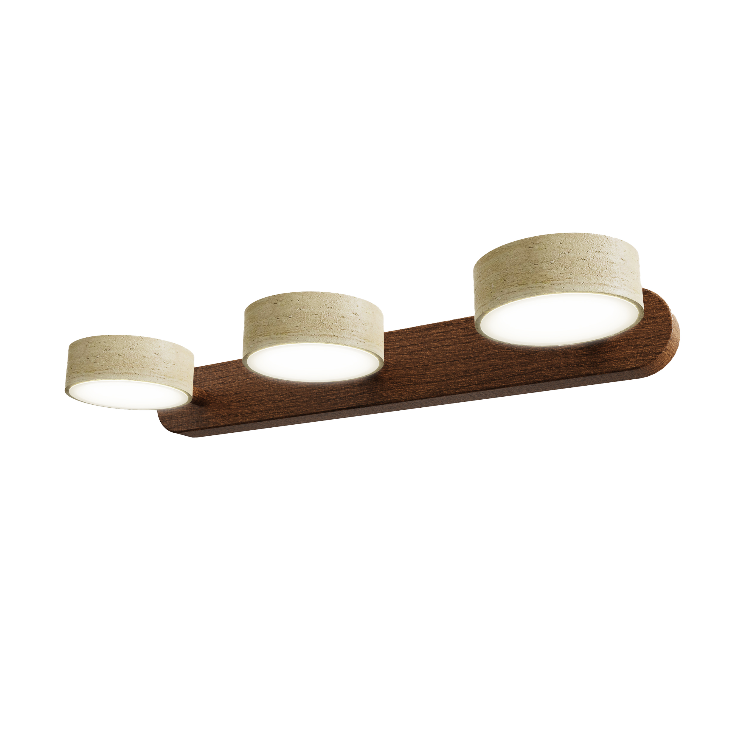 Alfie LED Illuminated Wood Framed Mirror with Trio Stone Wall Light in Dark Wood