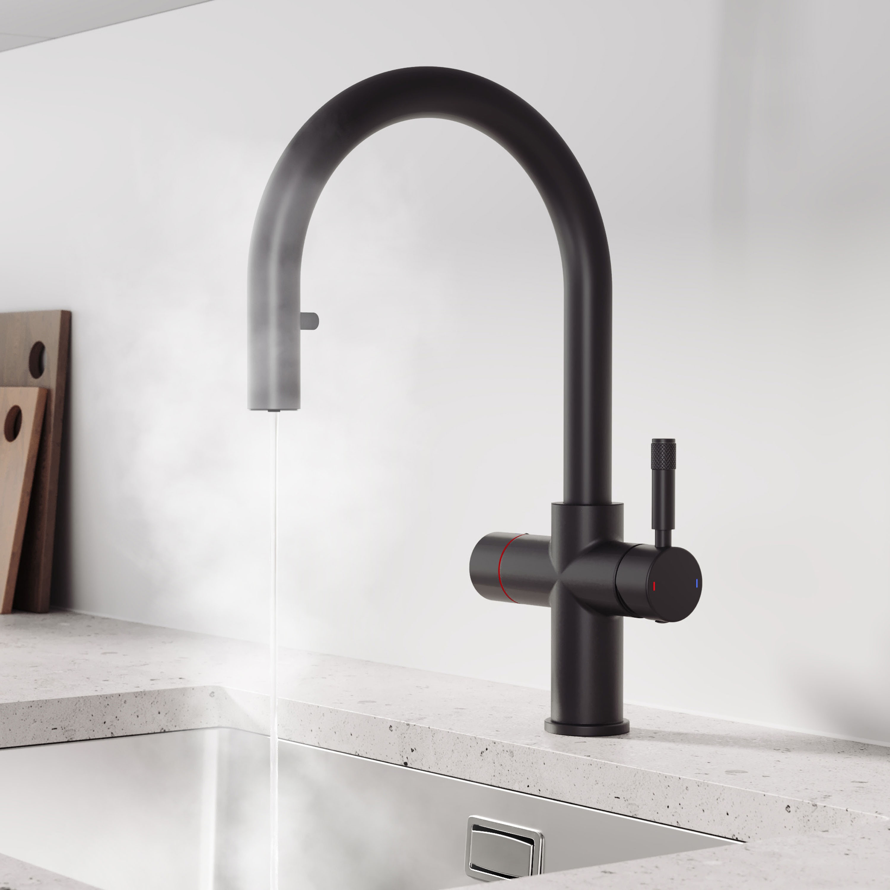 Vellamo Luna 4-in-1 Pull Out Instant Boiling Water Tap with Boiler & Filter