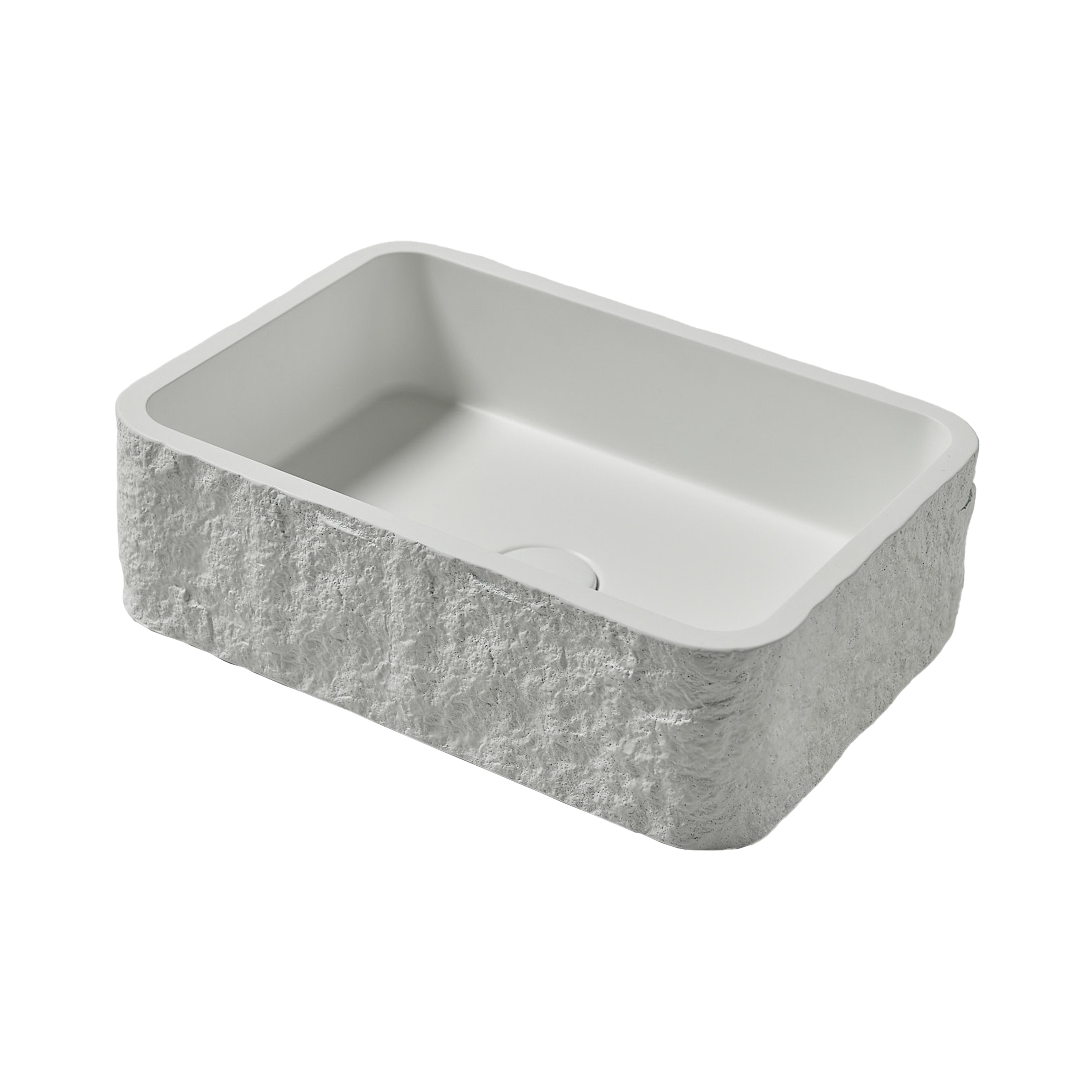 Drench Naturals Stone Texture Rectangular Countertop Basin with Waste