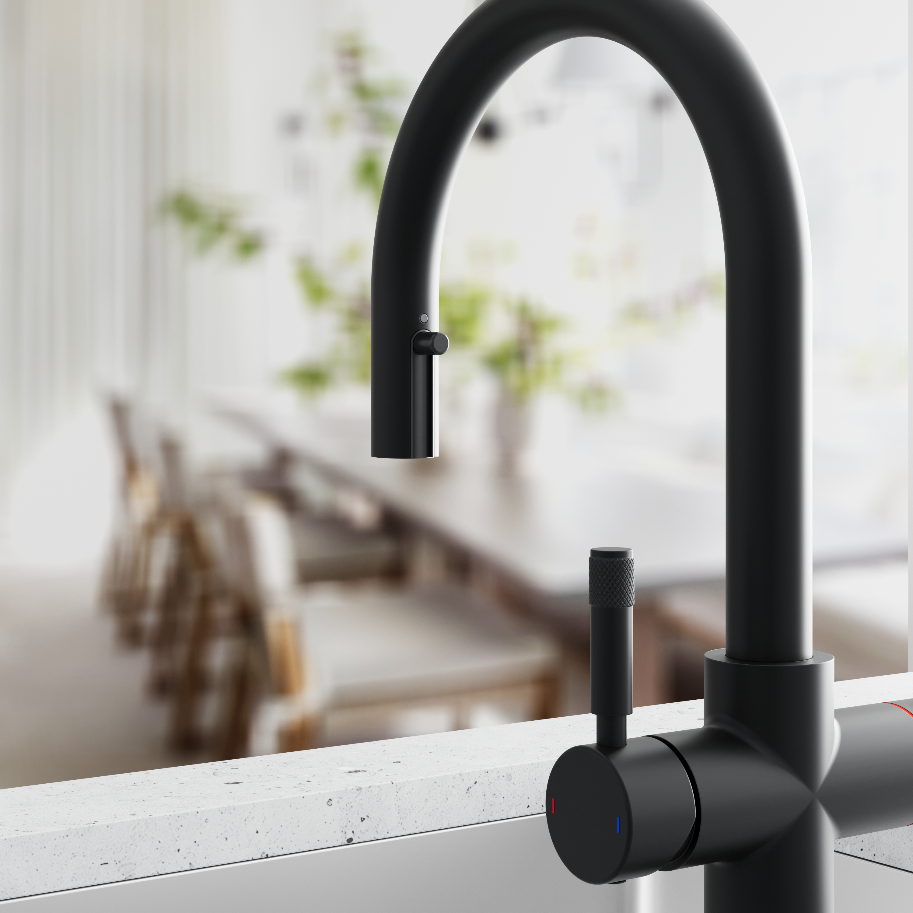 Vellamo Luna 4-in-1 Pull Out Instant Boiling Water Tap with Boiler & Filter