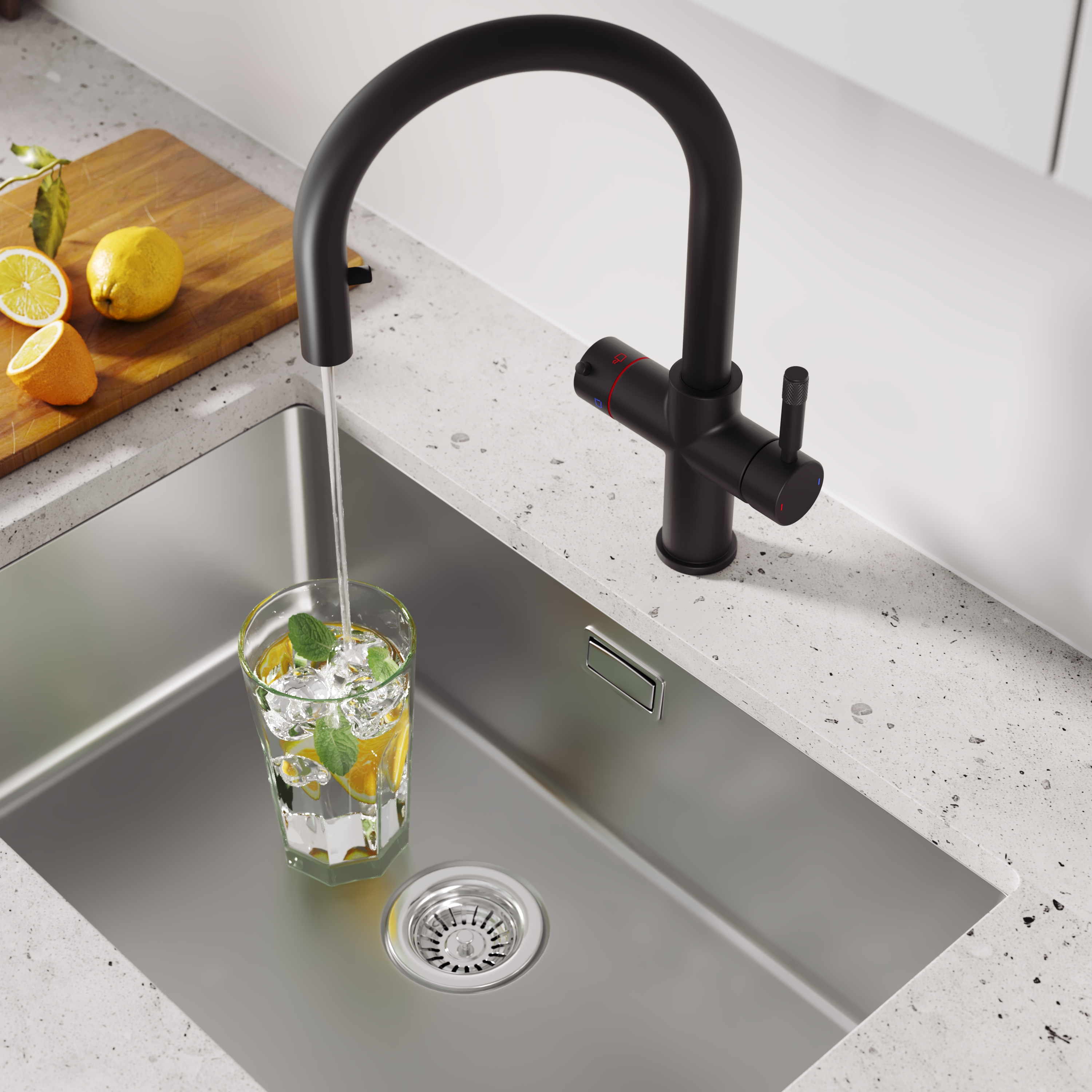 Vellamo Luna 4-in-1 Pull Out Instant Boiling Water Tap with Boiler & Filter