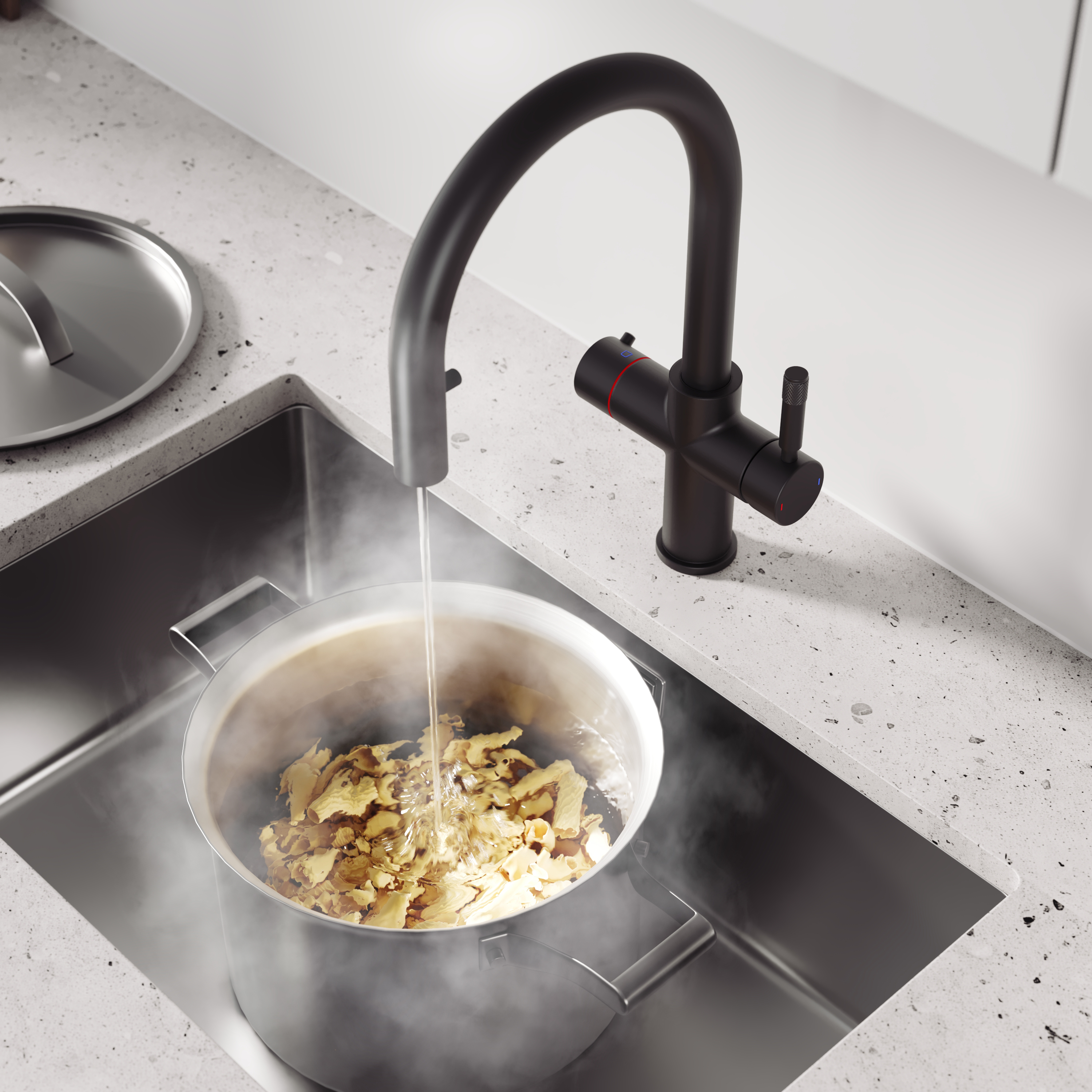 Vellamo Luna 4-in-1 Pull Out Instant Boiling Water Tap with Boiler & Filter