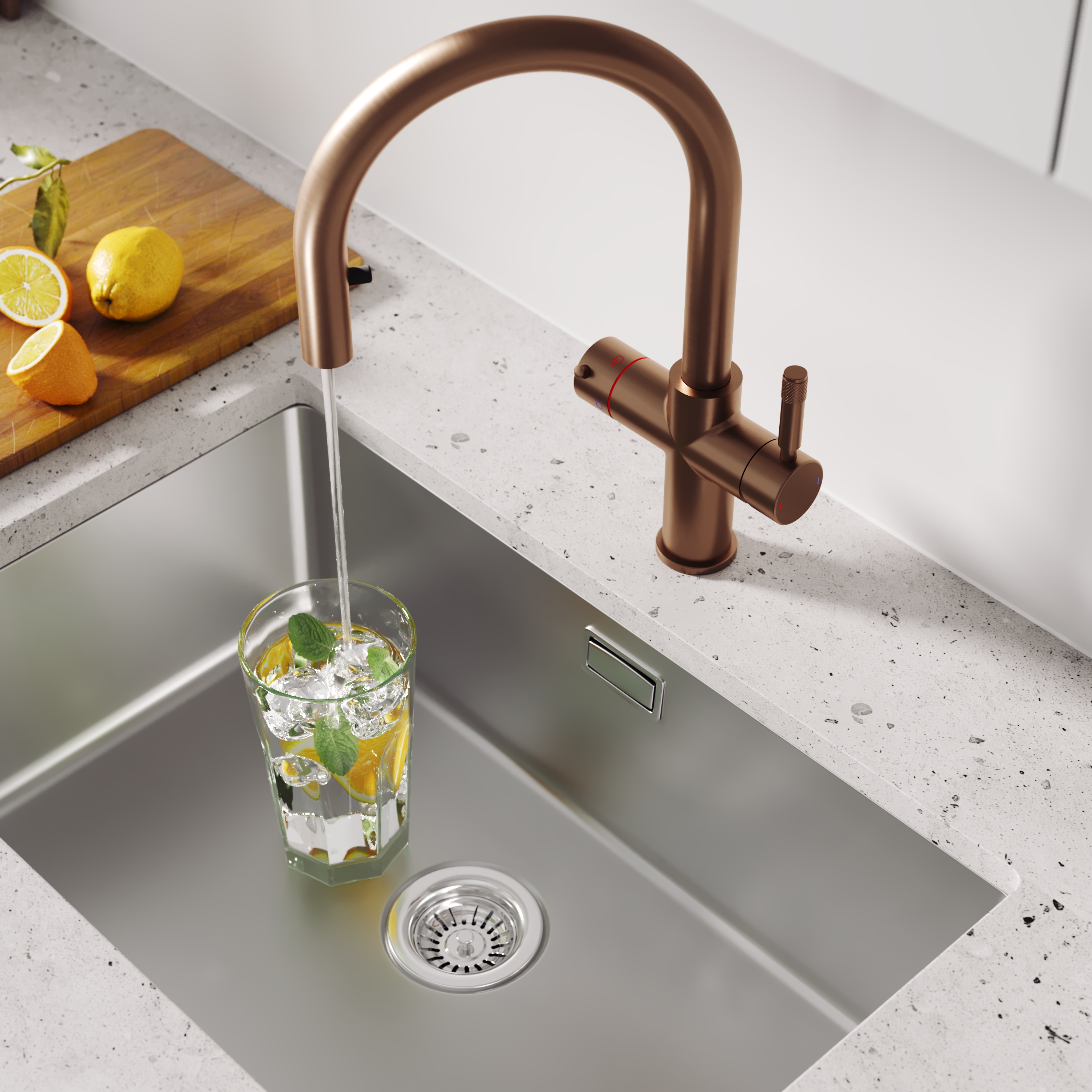 Vellamo Luna 4-in-1 Pull Out Instant Boiling Water Tap with Boiler & Filter