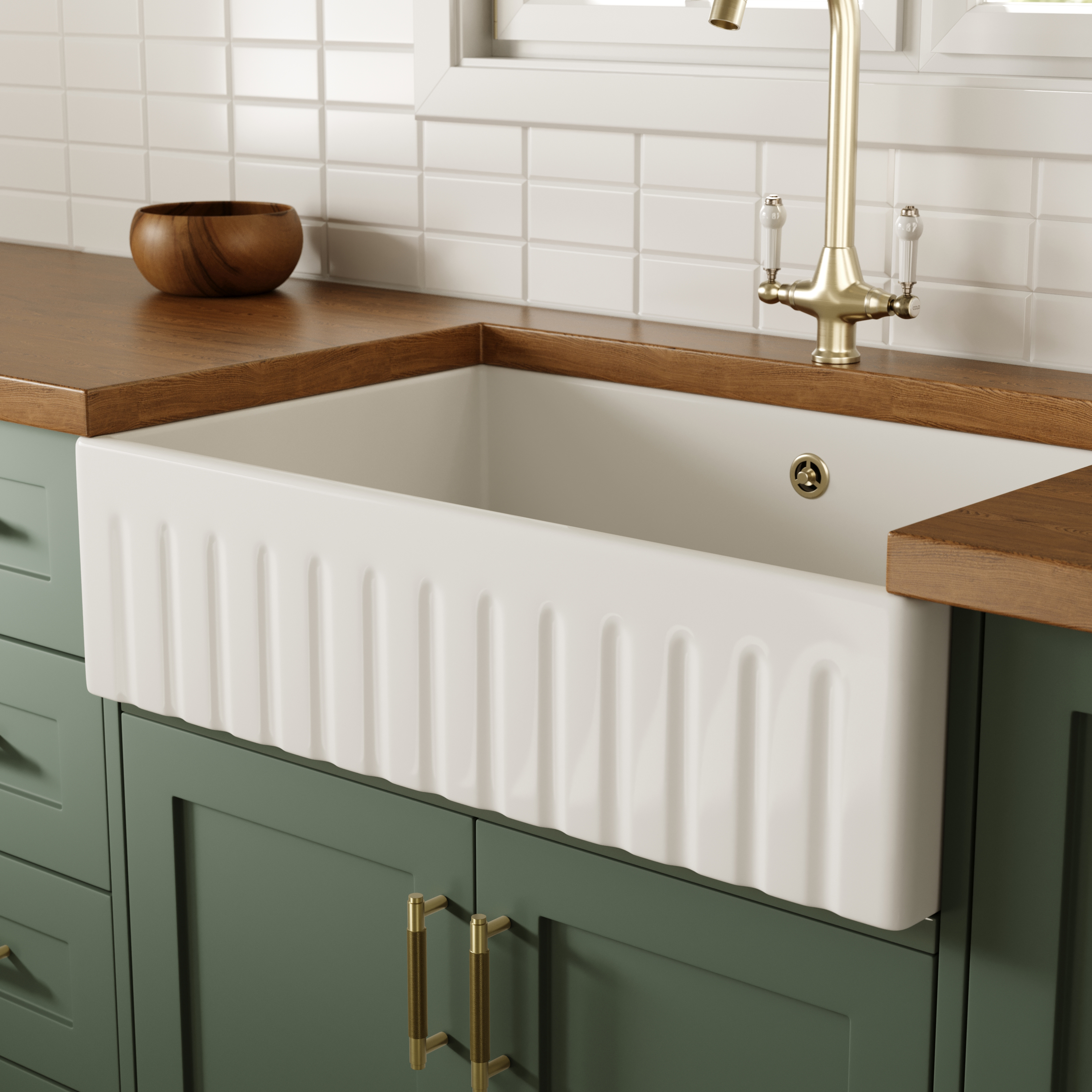 Butler & Rose Large Fluted Ceramic Fireclay Belfast / Butler Kitchen Sink - 795 x 500mm