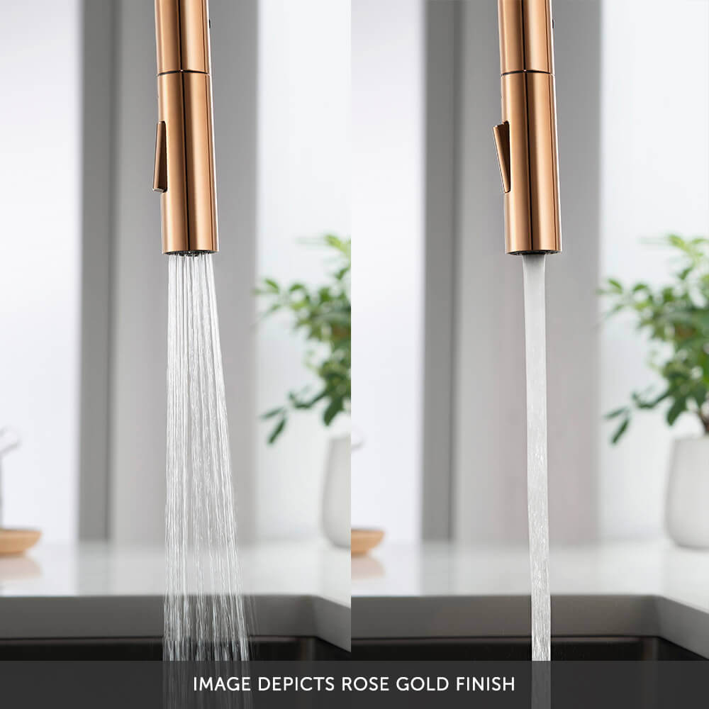 JTP VOS Pull Out Spray Single Lever Mono Kitchen Mixer - Brushed Brass