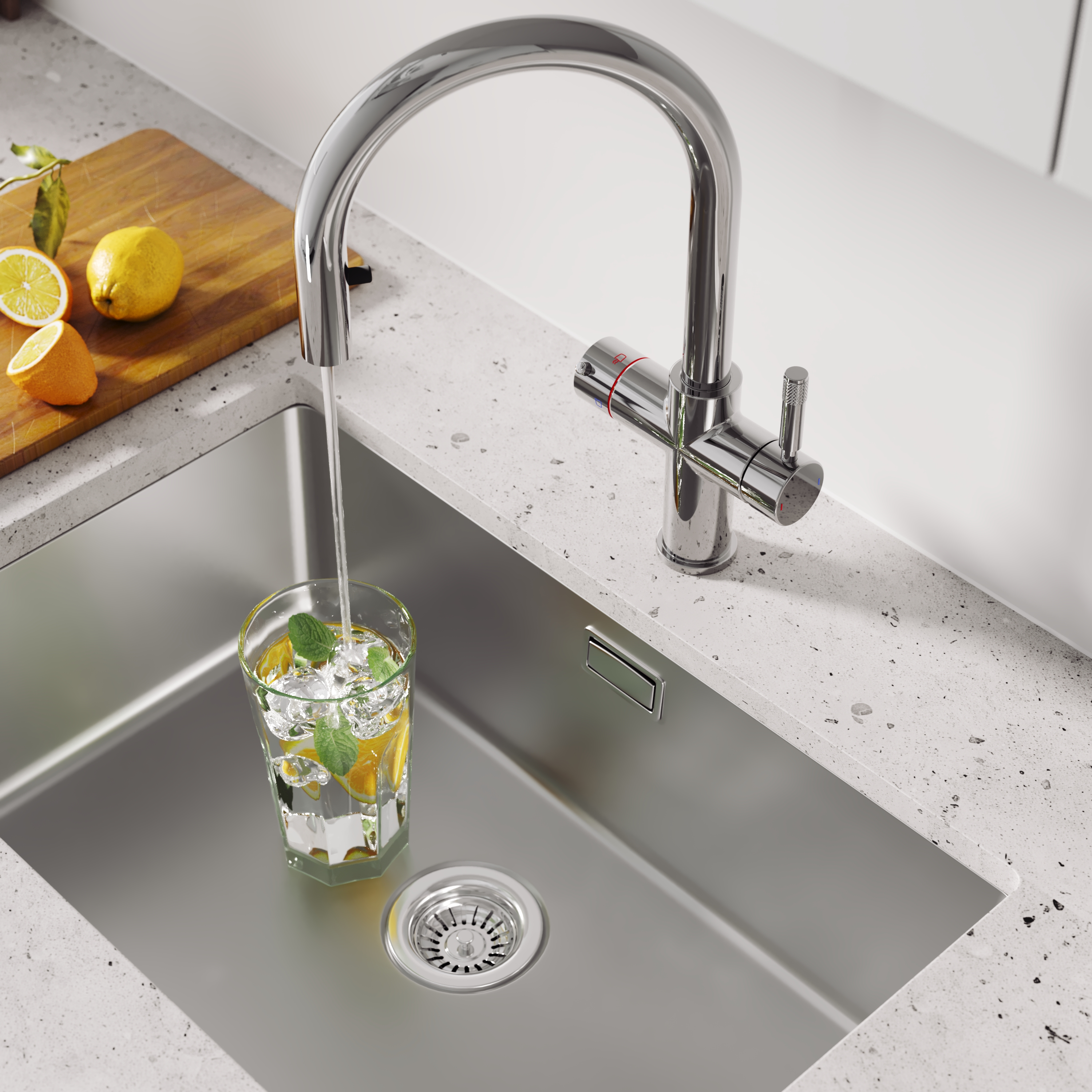 Vellamo Luna 4-in-1 Pull Out Instant Boiling Water Tap with Boiler & Filter